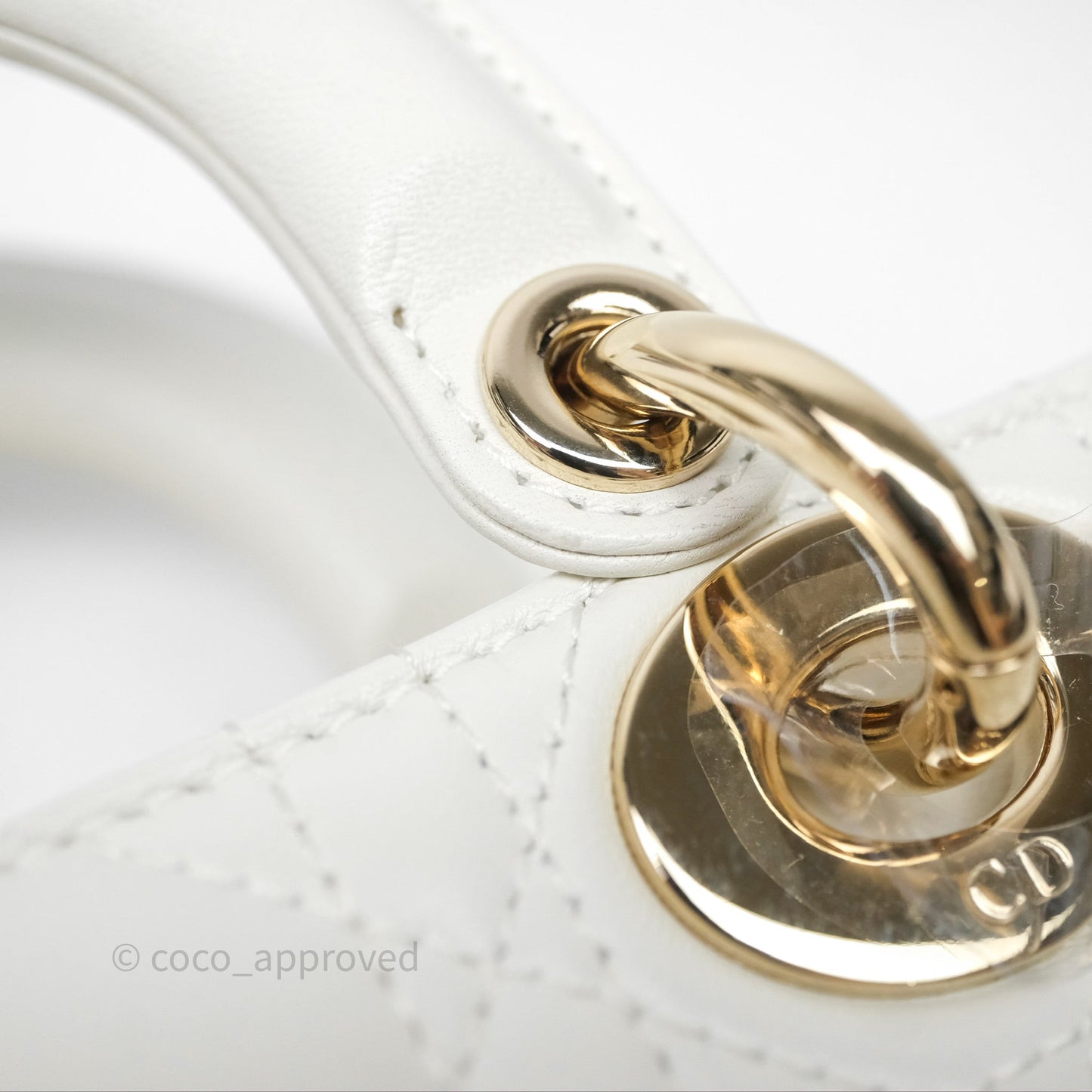 Dior Small Lady D-Joy Bag Ivory White Lambskin Cannage Gold Hardware