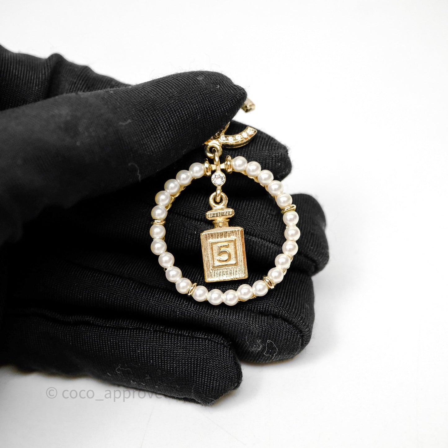 Chanel CC Crystal Pearl Ring No 5 Drop Earrings 20C