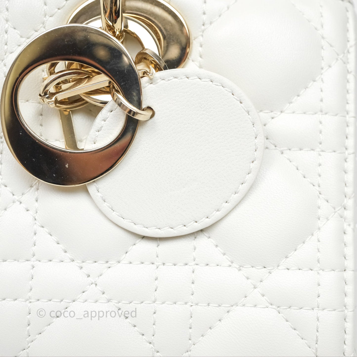 Dior Small Lady D-Joy Bag Ivory White Lambskin Cannage Gold Hardware