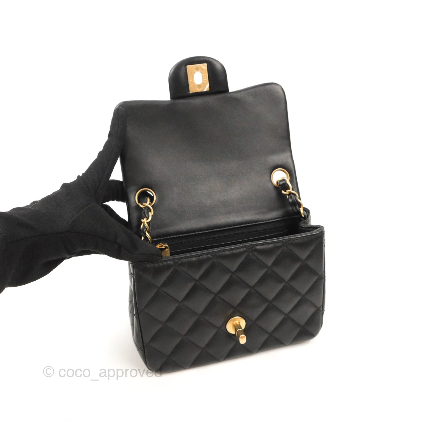 Chanel Mini Square Black Lambskin Gold Hardware