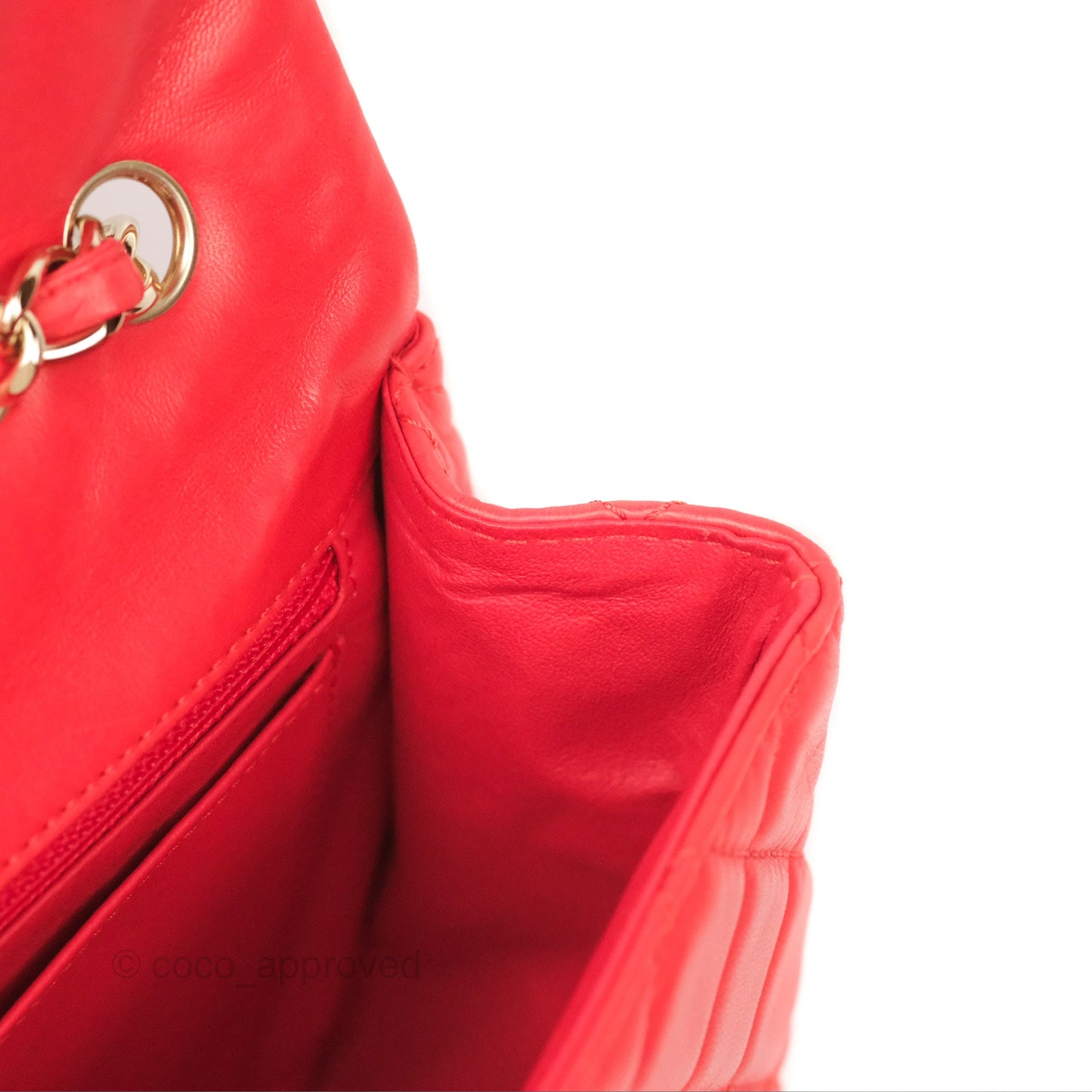Chanel Jumbo Single Flap Quilted Red Lambskin Gold Hardware