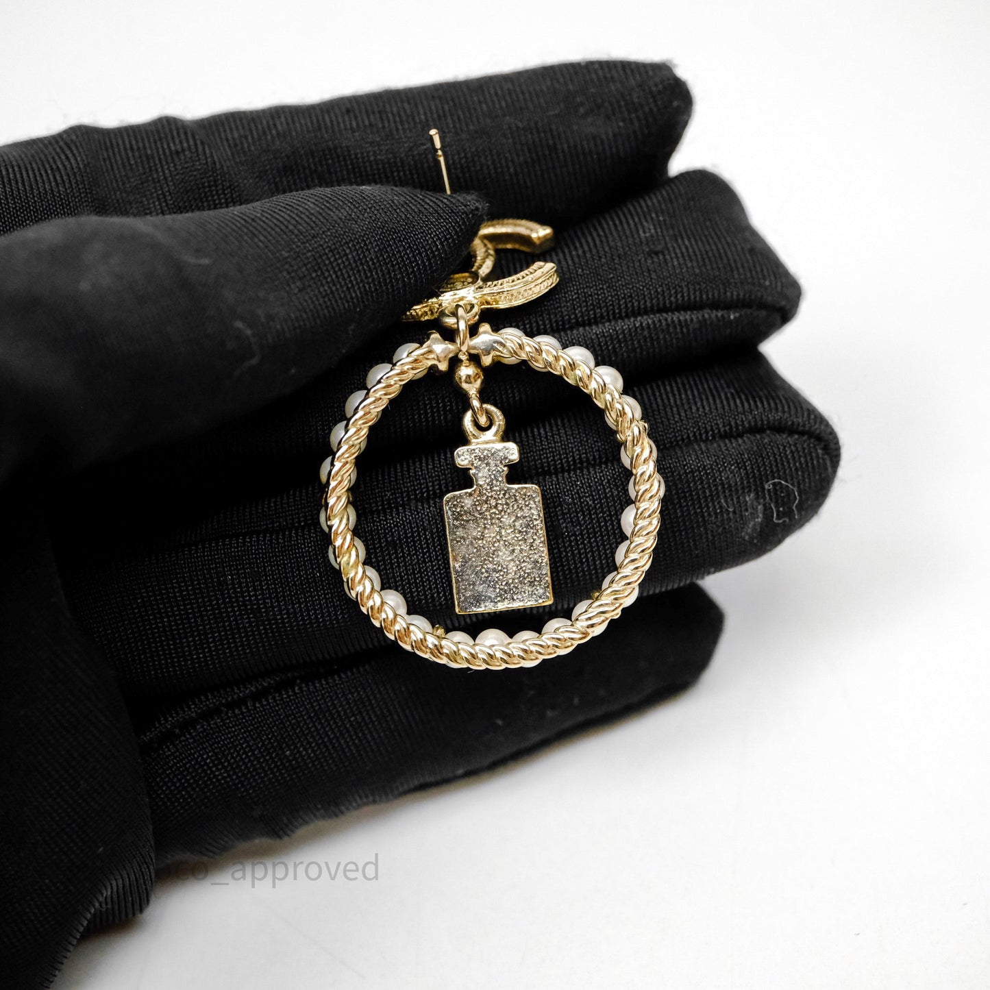Chanel CC Crystal Pearl Ring No 5 Drop Earrings 20C
