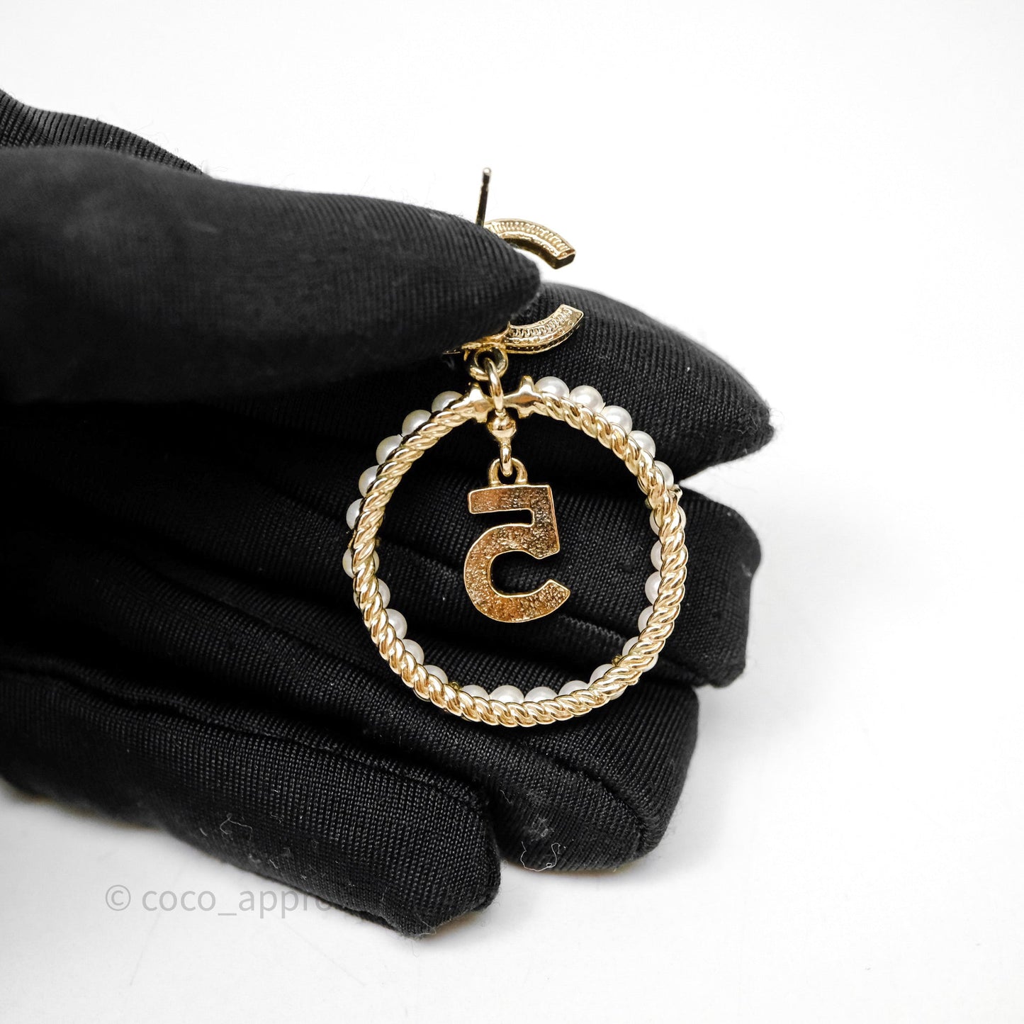 Chanel CC Crystal Pearl Ring No 5 Drop Earrings 20C