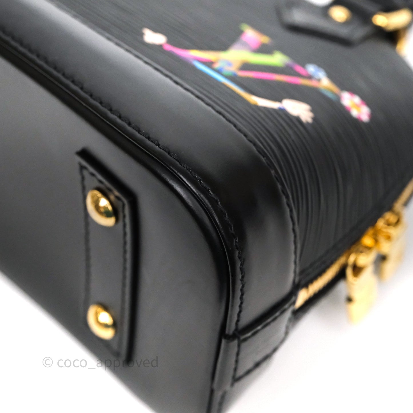 Louis Vuitton x Murakami Alma BB Black Epi Gold Hardware
