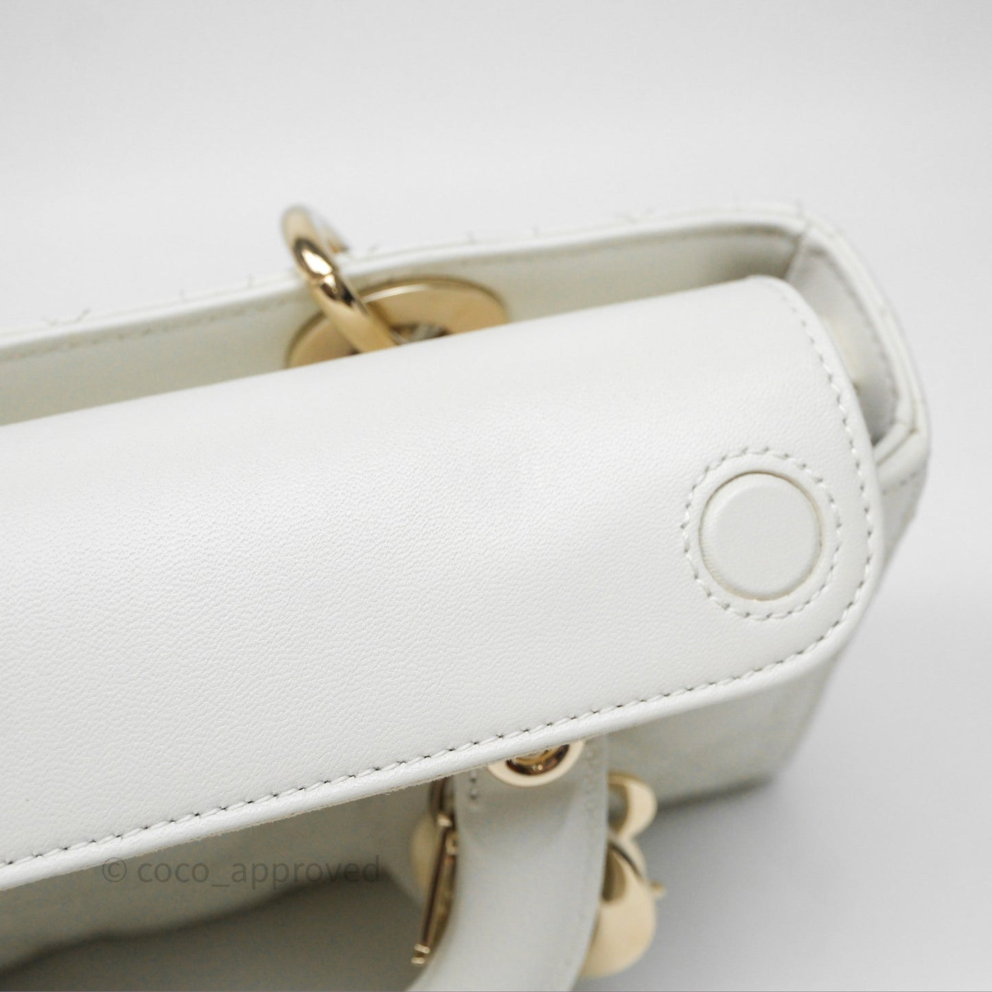 Dior Small Lady D-Joy Bag Ivory White Lambskin Cannage Gold Hardware
