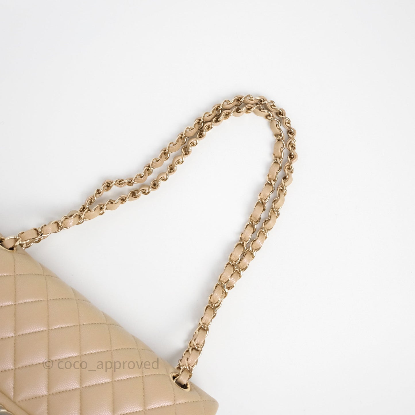 Chanel Classic M/L Medium Flap Quilted Iridescent Dark Beige Caviar Gold Hardware 21S