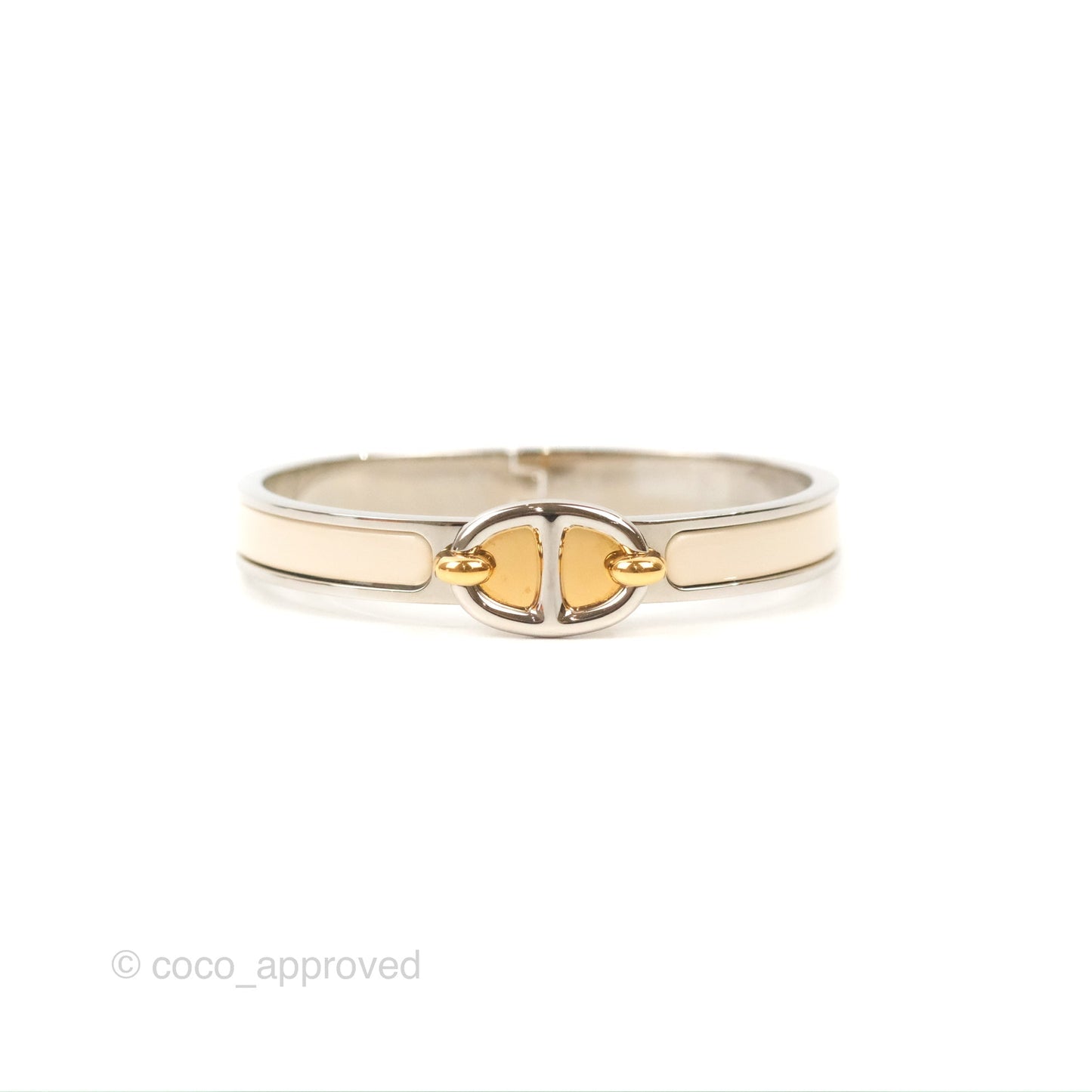 Hermes Mini Clic Chaine d'Ancre Bracelet Creme Palladium Hardware