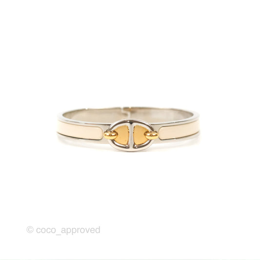 Hermes Mini Clic Chaine d'Ancre Bracelet Creme Palladium Hardware