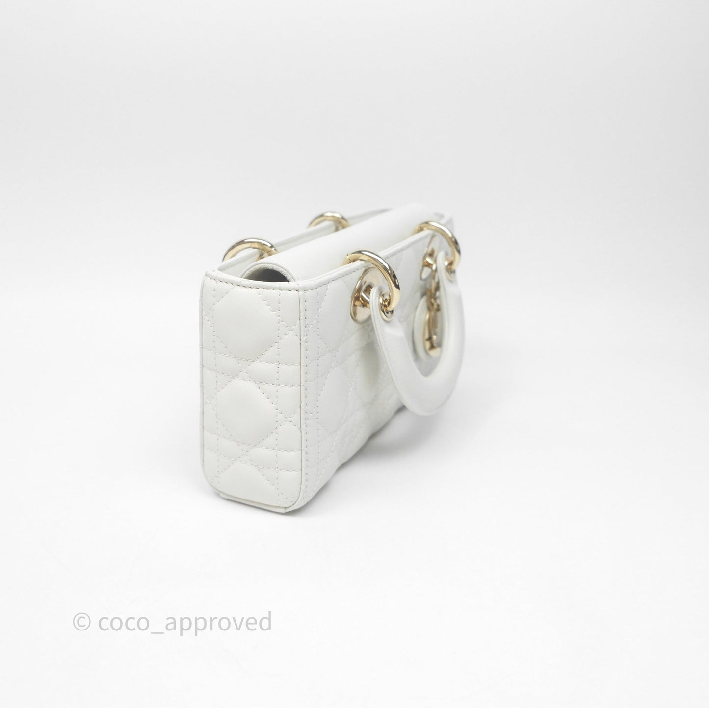 Dior Small Lady D-Joy Bag Ivory White Lambskin Cannage Gold Hardware