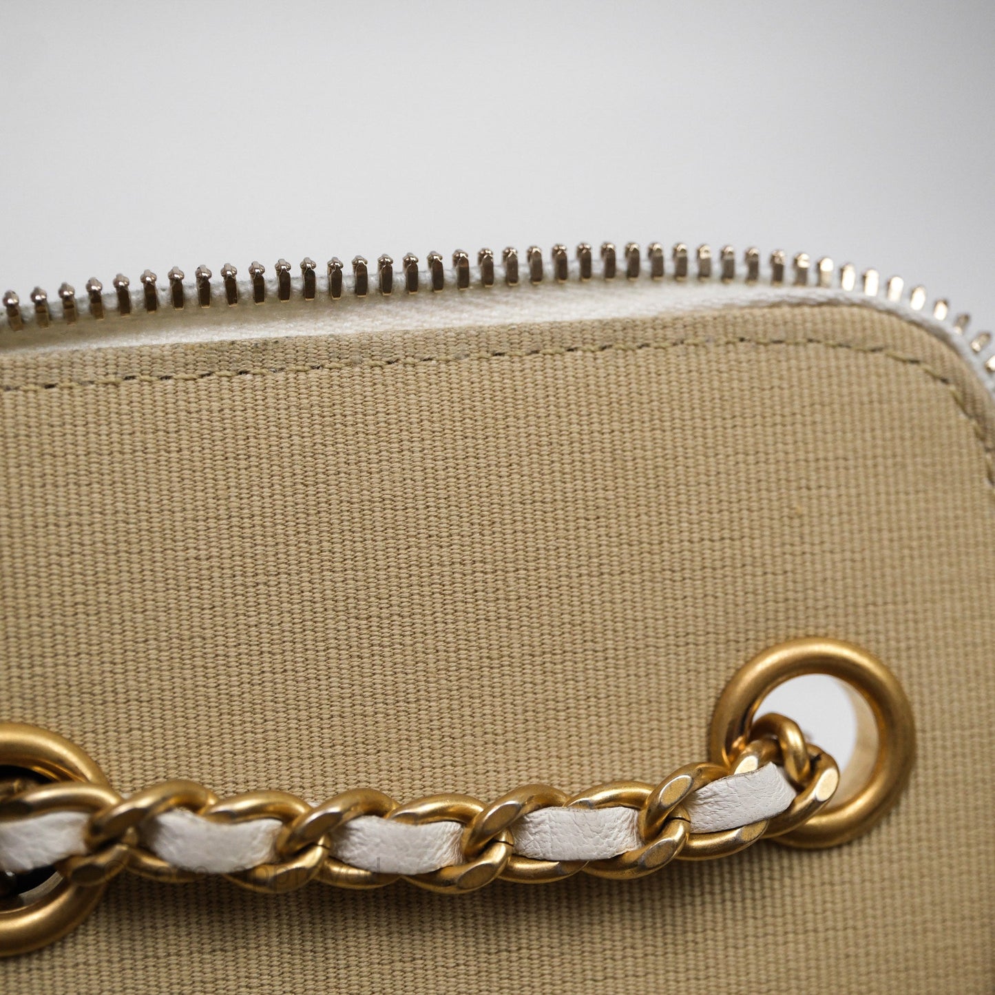Chanel Mini Pearl Crush Vanity With Chain White Aged Gold Hardware