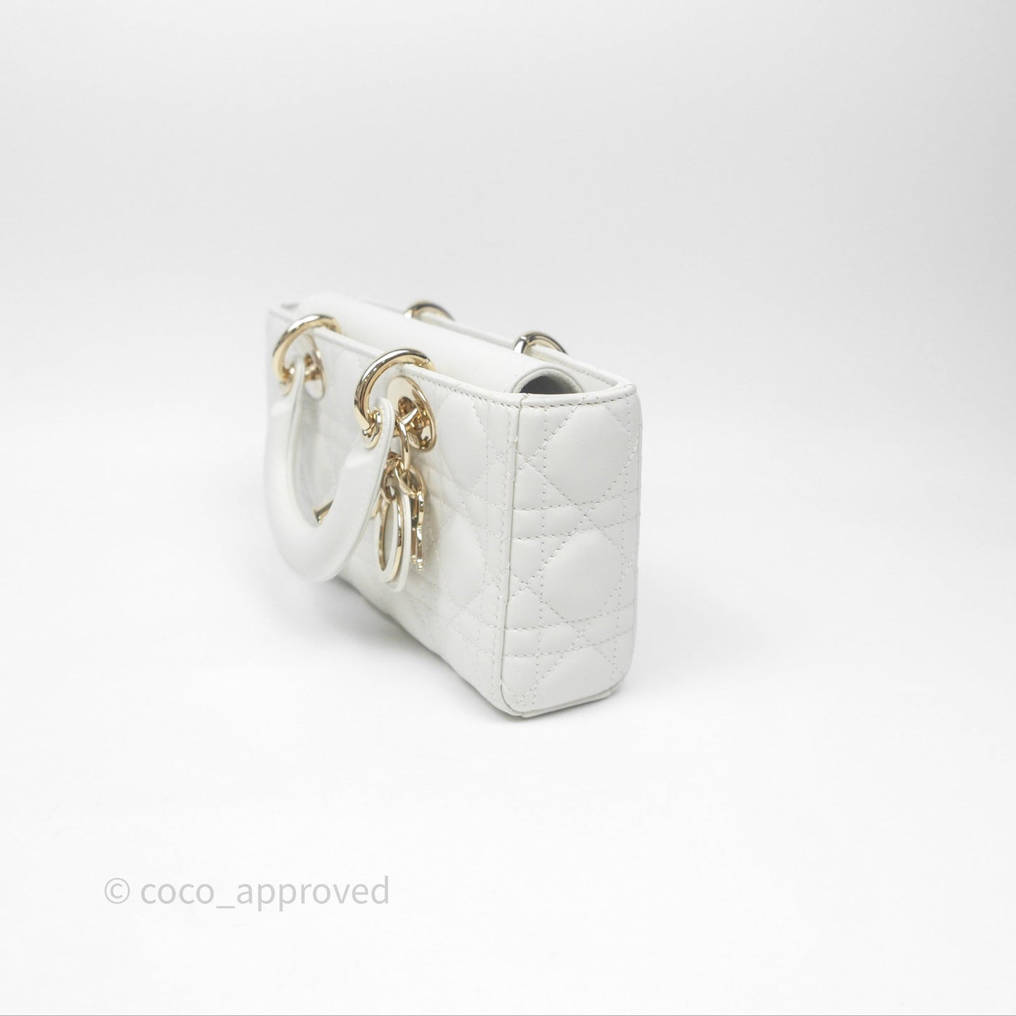 Dior Small Lady D-Joy Bag Ivory White Lambskin Cannage Gold Hardware