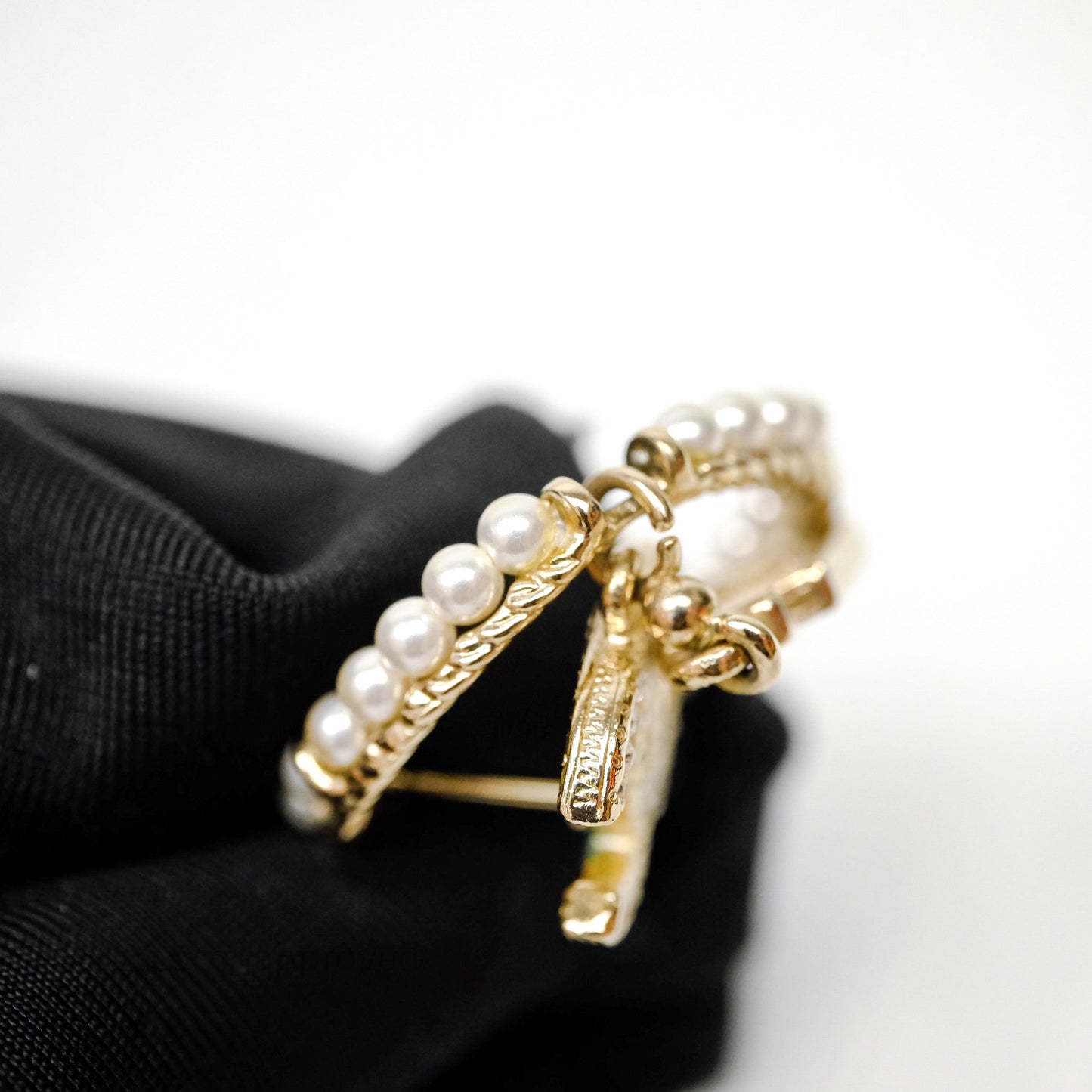 Chanel CC Crystal Pearl Ring No 5 Drop Earrings 20C
