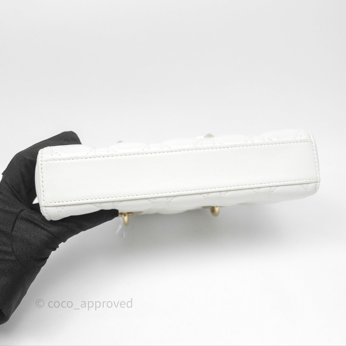 Dior Small Lady D-Joy Bag Ivory White Lambskin Cannage Gold Hardware