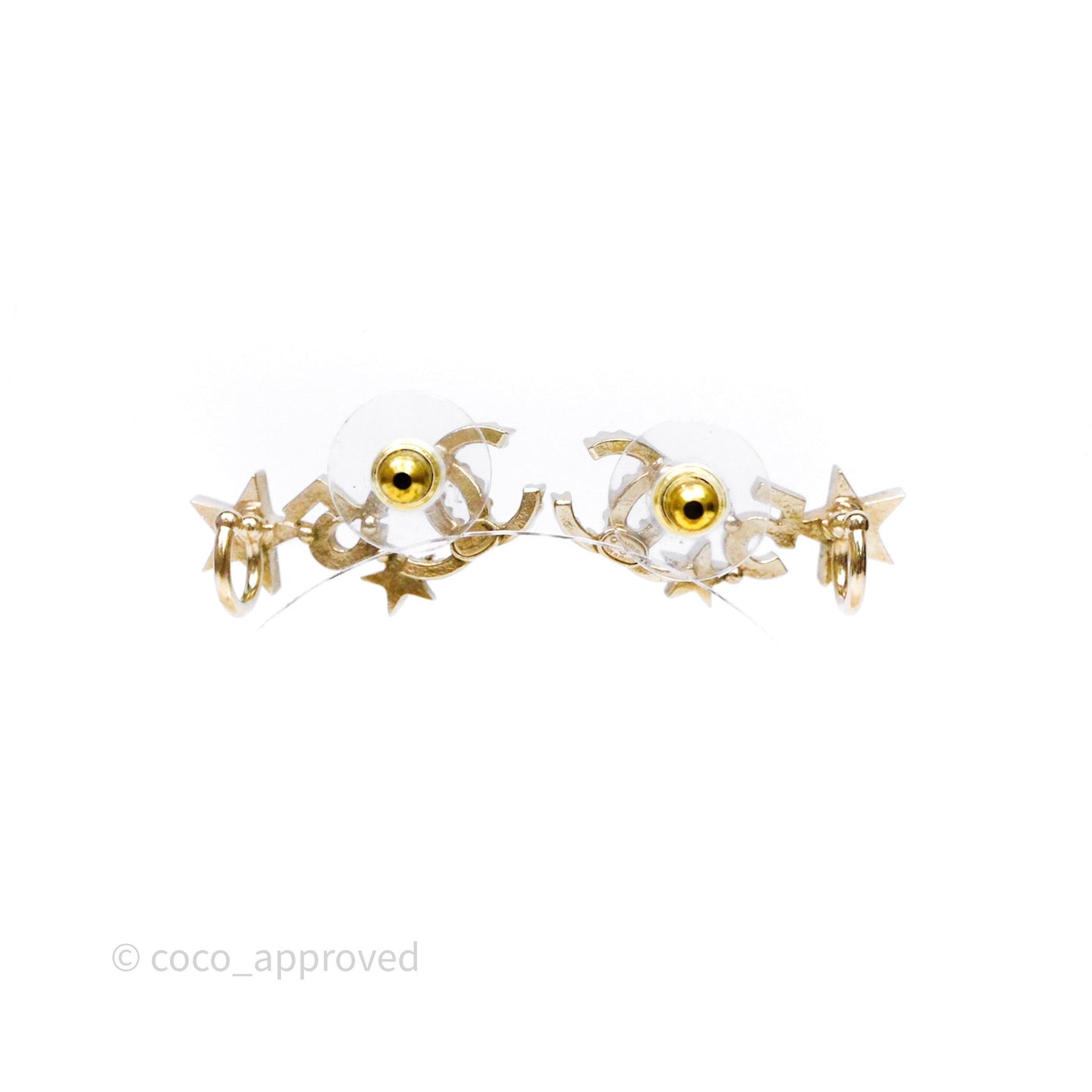 Chanel CC No.5 Star Crystals Earrings Gold Tone 22S