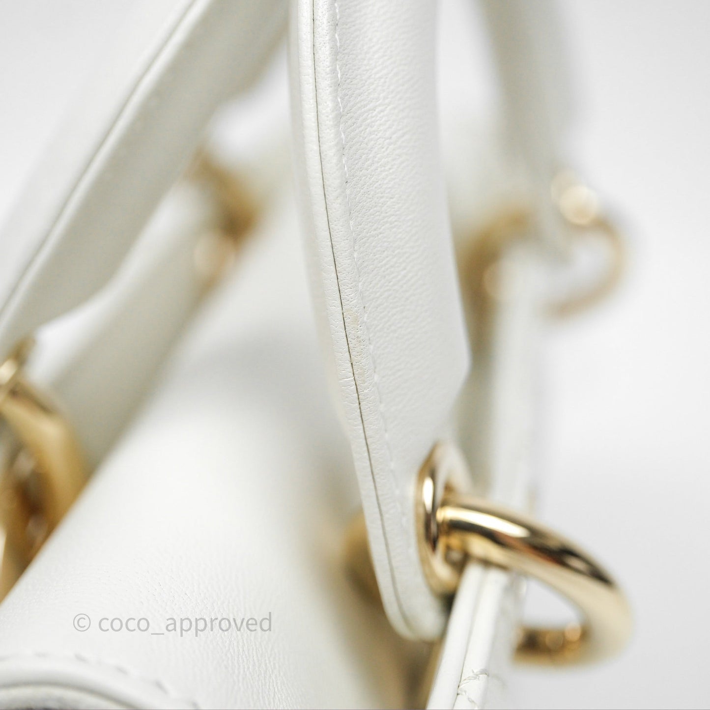 Dior Small Lady D-Joy Bag Ivory White Lambskin Cannage Gold Hardware