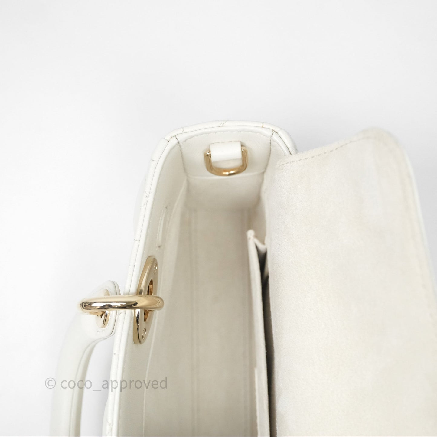 Dior Small Lady D-Joy Bag Ivory White Lambskin Cannage Gold Hardware