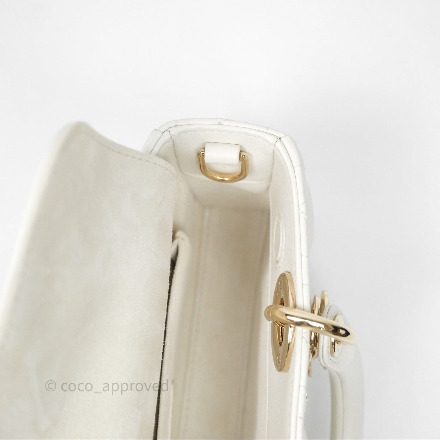 Dior Small Lady D-Joy Bag Ivory White Lambskin Cannage Gold Hardware