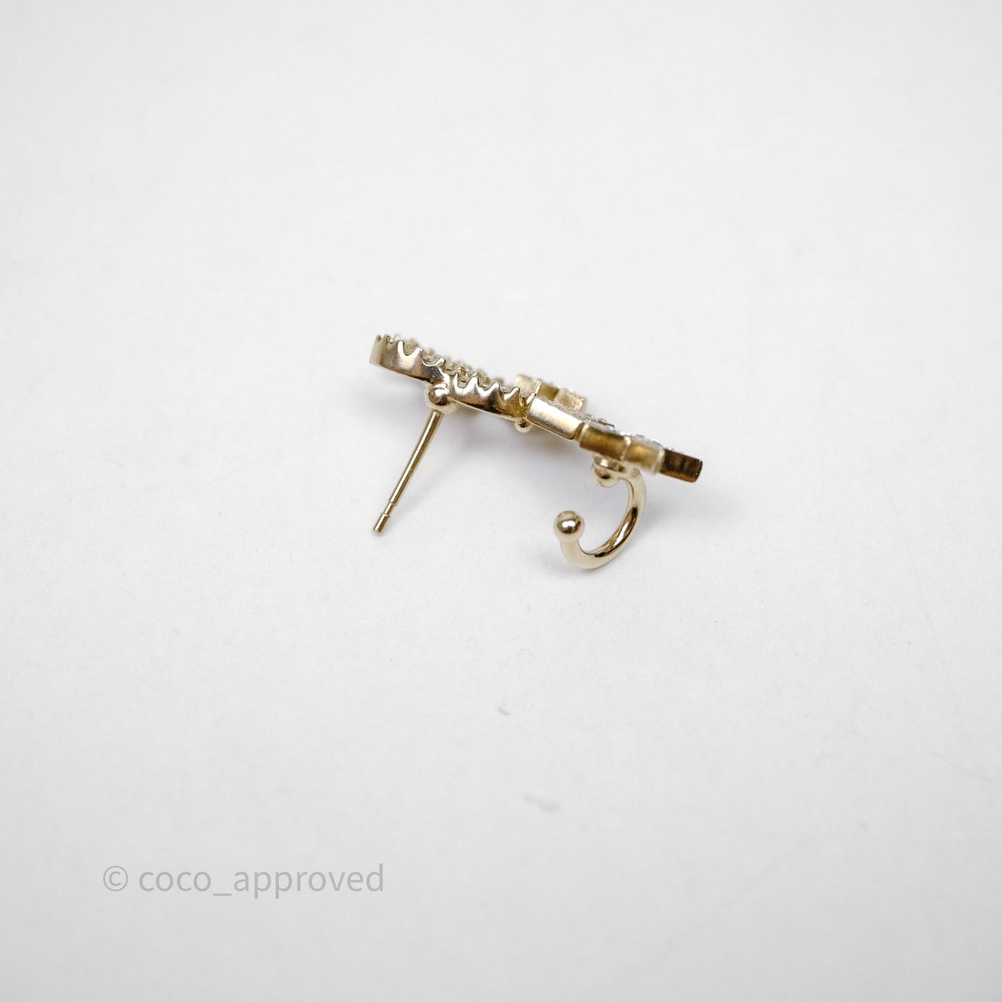 Chanel CC No.5 Star Crystals Earrings Gold Tone 22S