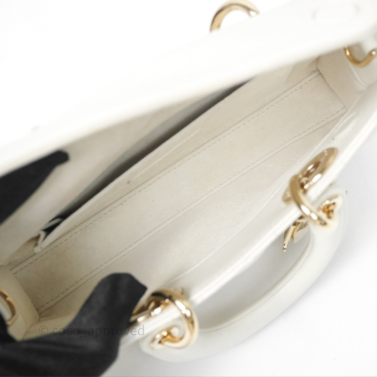 Dior Small Lady D-Joy Bag Ivory White Lambskin Cannage Gold Hardware