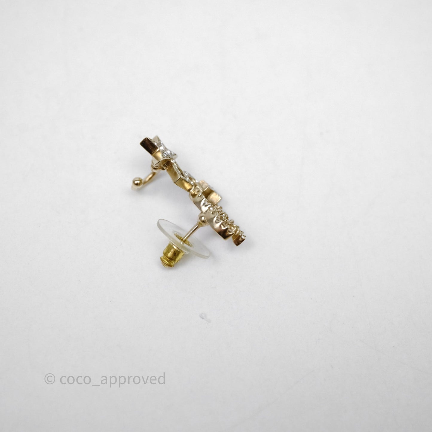 Chanel CC No.5 Star Crystals Earrings Gold Tone 22S