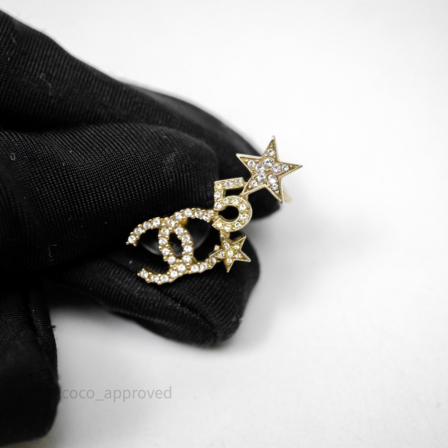 Chanel CC No.5 Star Crystals Earrings Gold Tone 22S