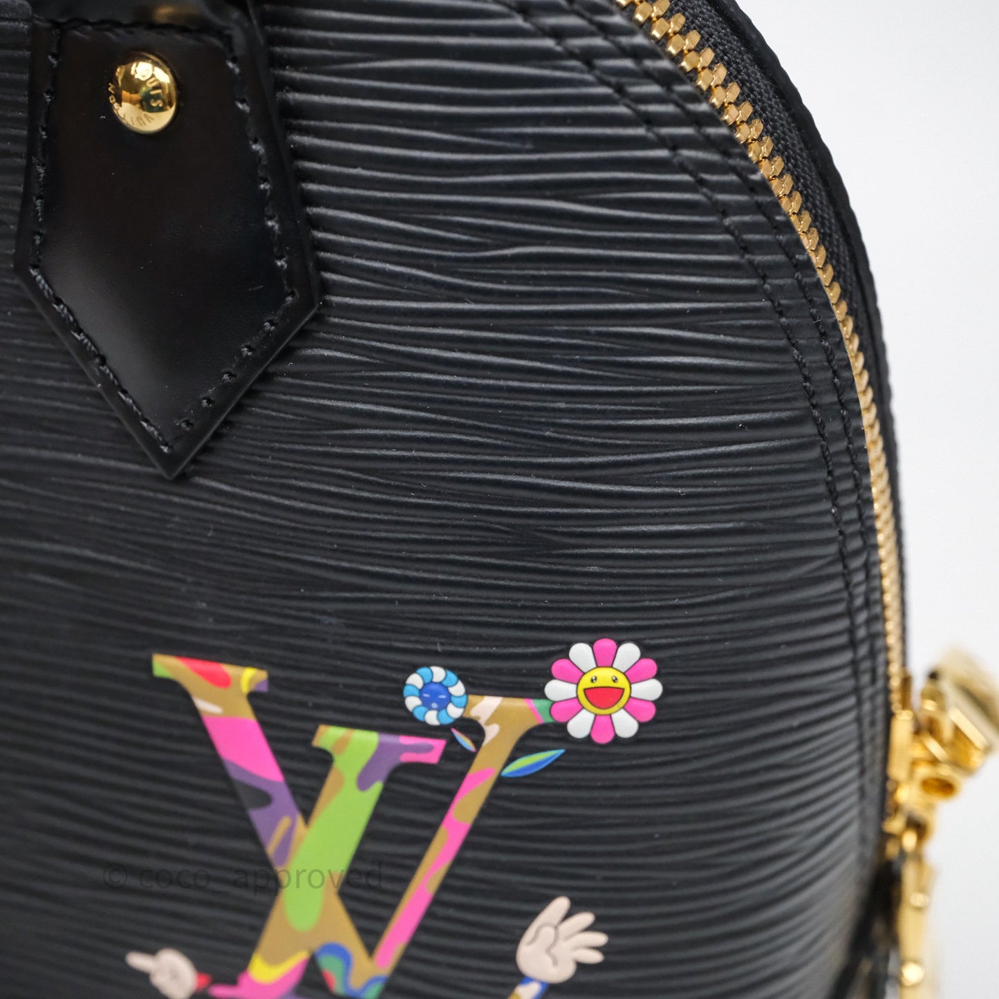 Louis Vuitton x Murakami Alma BB Black Epi Gold Hardware