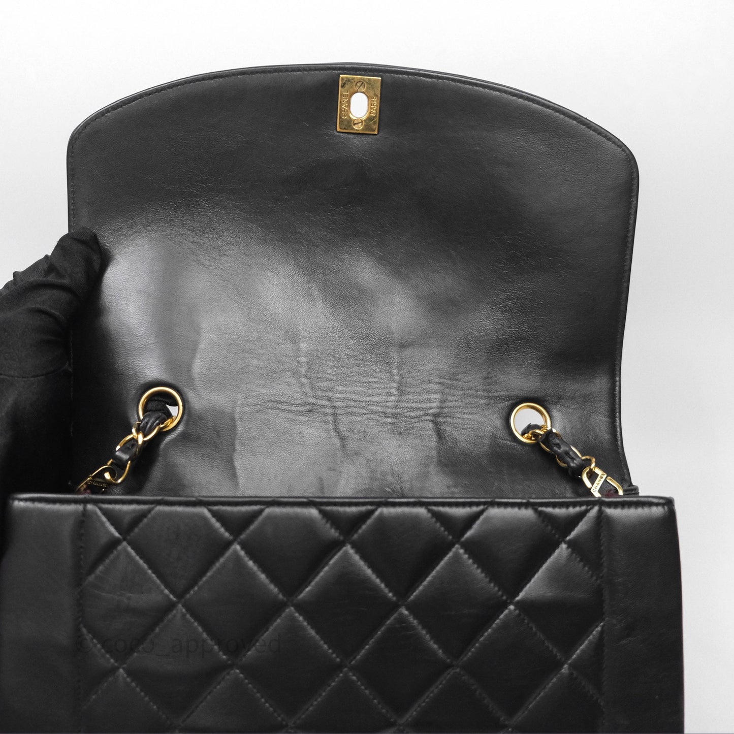 Chanel Vintage Medium Classic Diana Flap Bag Black Lambskin 24K Gold Hardware