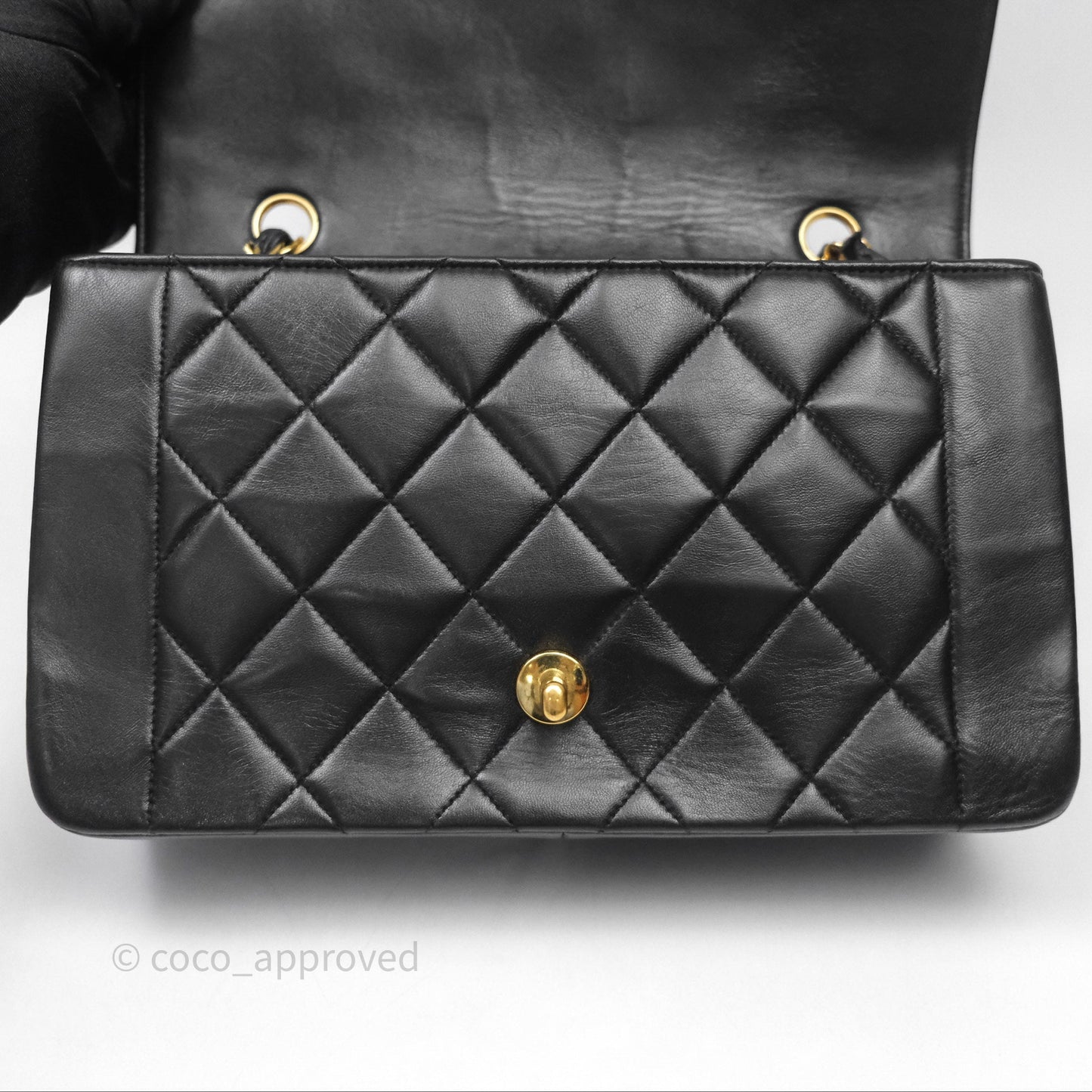 Chanel Vintage Medium Classic Diana Flap Bag Black Lambskin 24K Gold Hardware