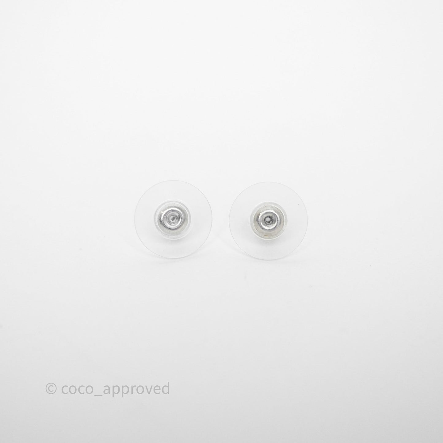 Chanel Crystal CC Earrings Silver Tone 10A