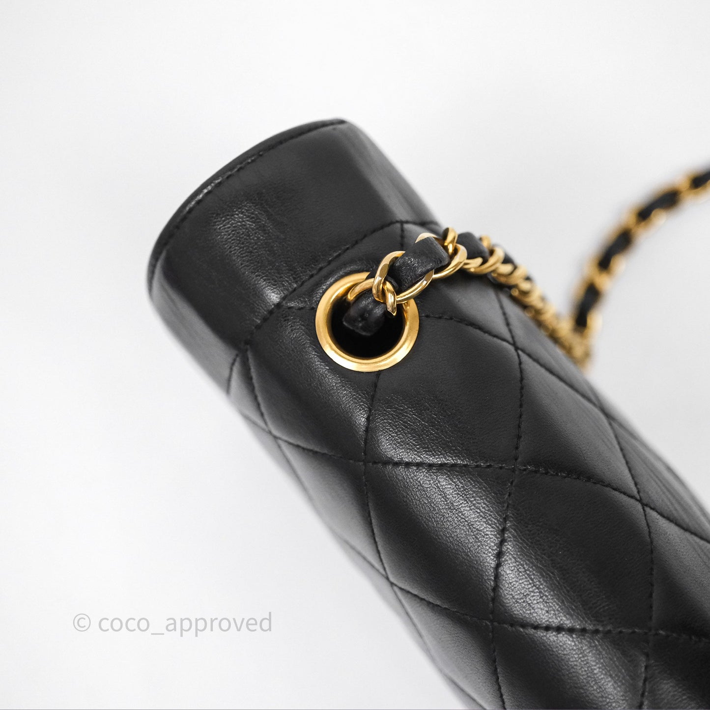 Chanel Vintage Medium Classic Diana Flap Bag Black Lambskin 24K Gold Hardware