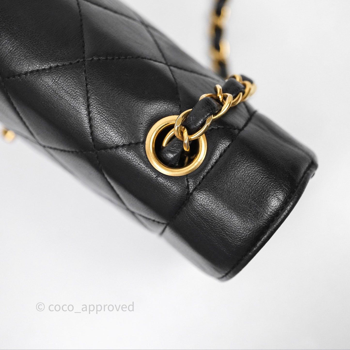 Chanel Vintage Medium Classic Diana Flap Bag Black Lambskin 24K Gold Hardware