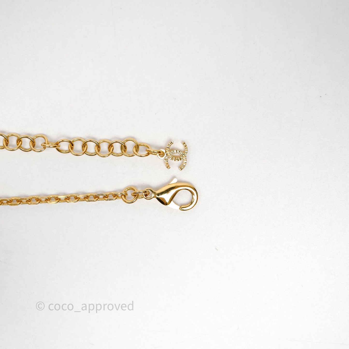 Chanel Crystals CC Star Necklace Gold Tone 24C