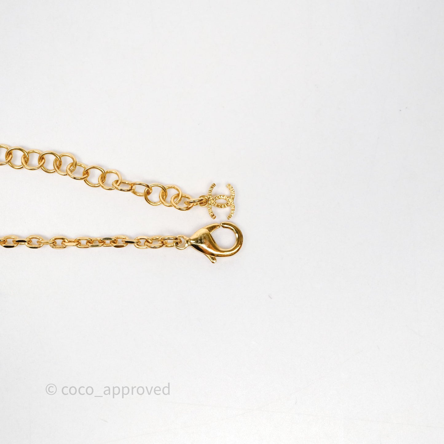 Chanel Crystals CC Star Necklace Gold Tone 24C