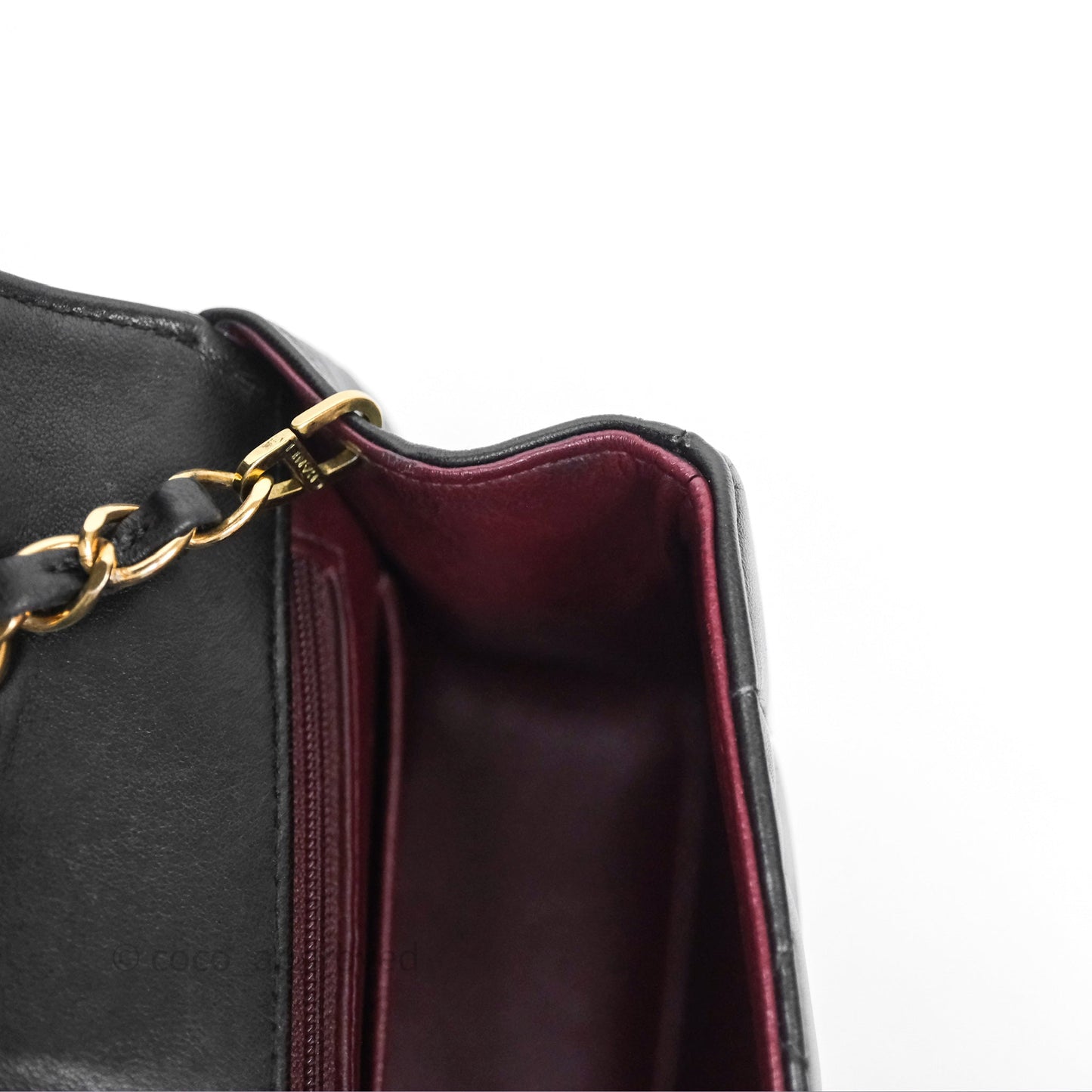 Chanel Vintage Medium Classic Diana Flap Bag Black Lambskin 24K Gold Hardware