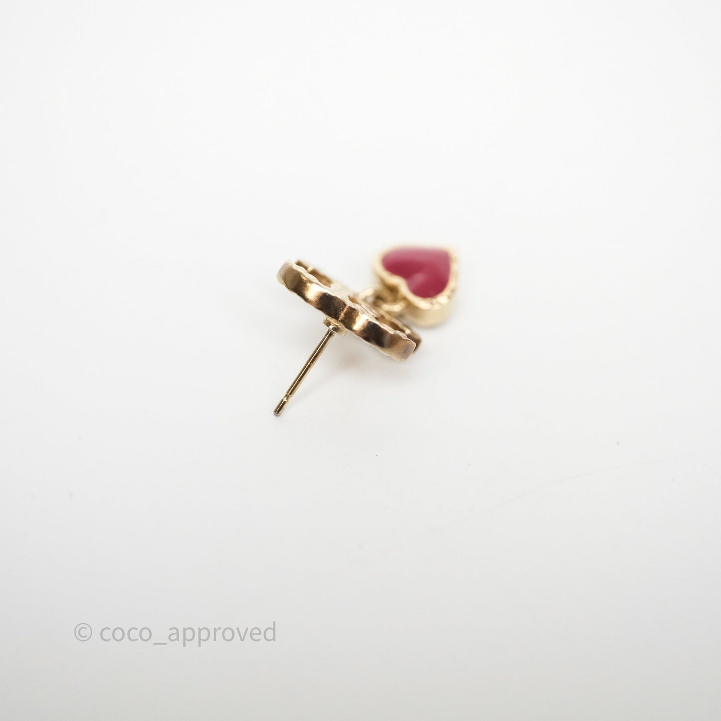 Chanel CC Heart Triangle Drop Earrings Gold Tone 18V