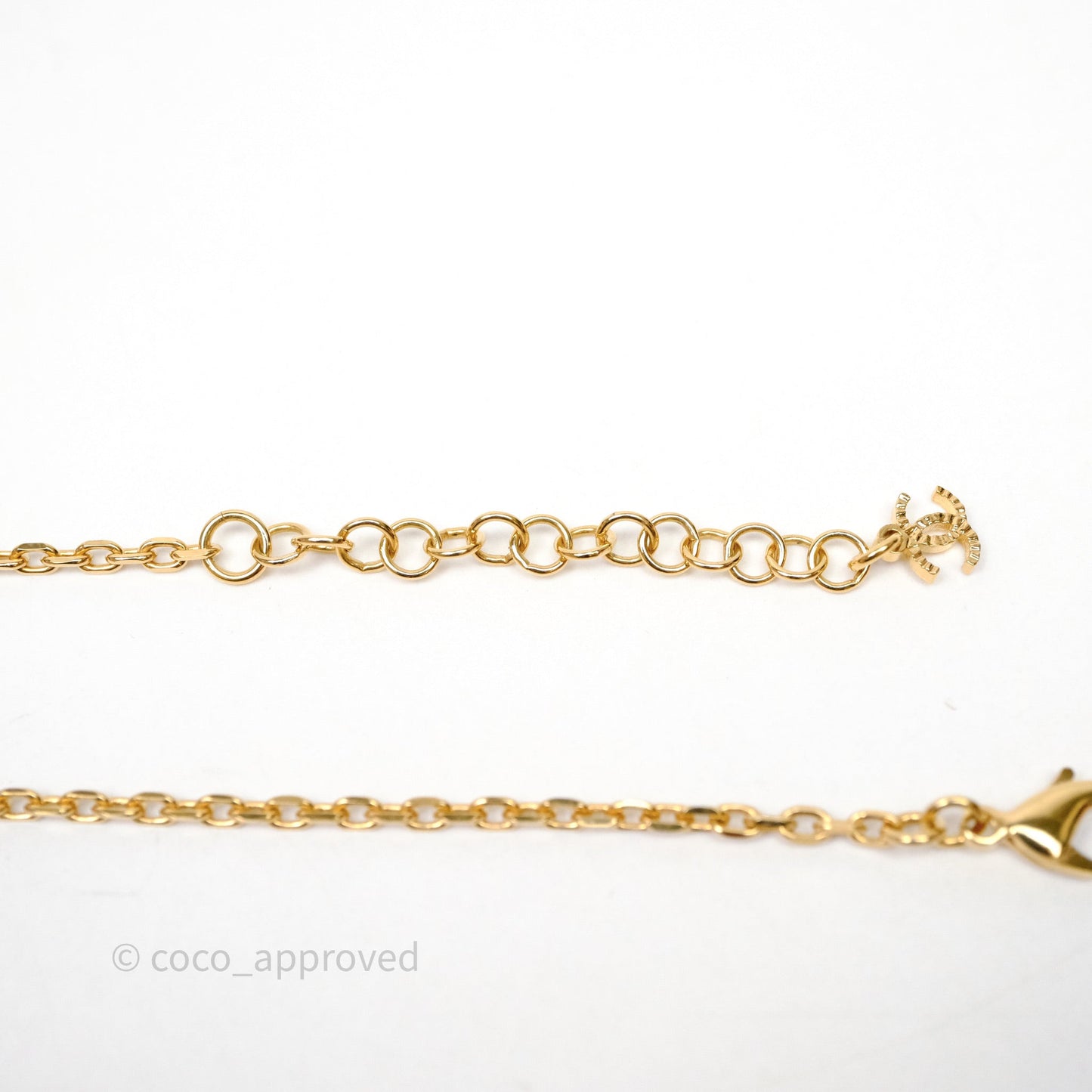 Chanel Crystals CC Star Necklace Gold Tone 24C