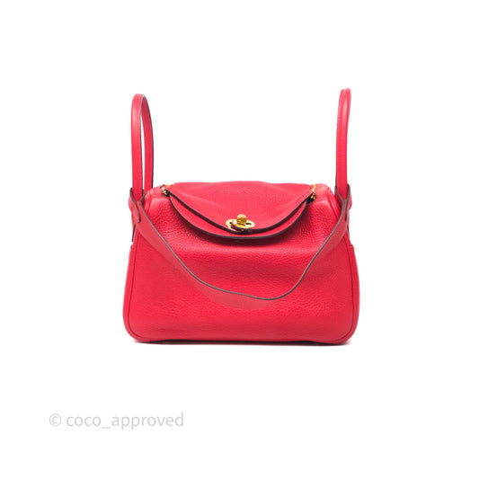 Hermes Lindy 26 Rouge Tomate S5 Taurillon Clemence Gold Hardware