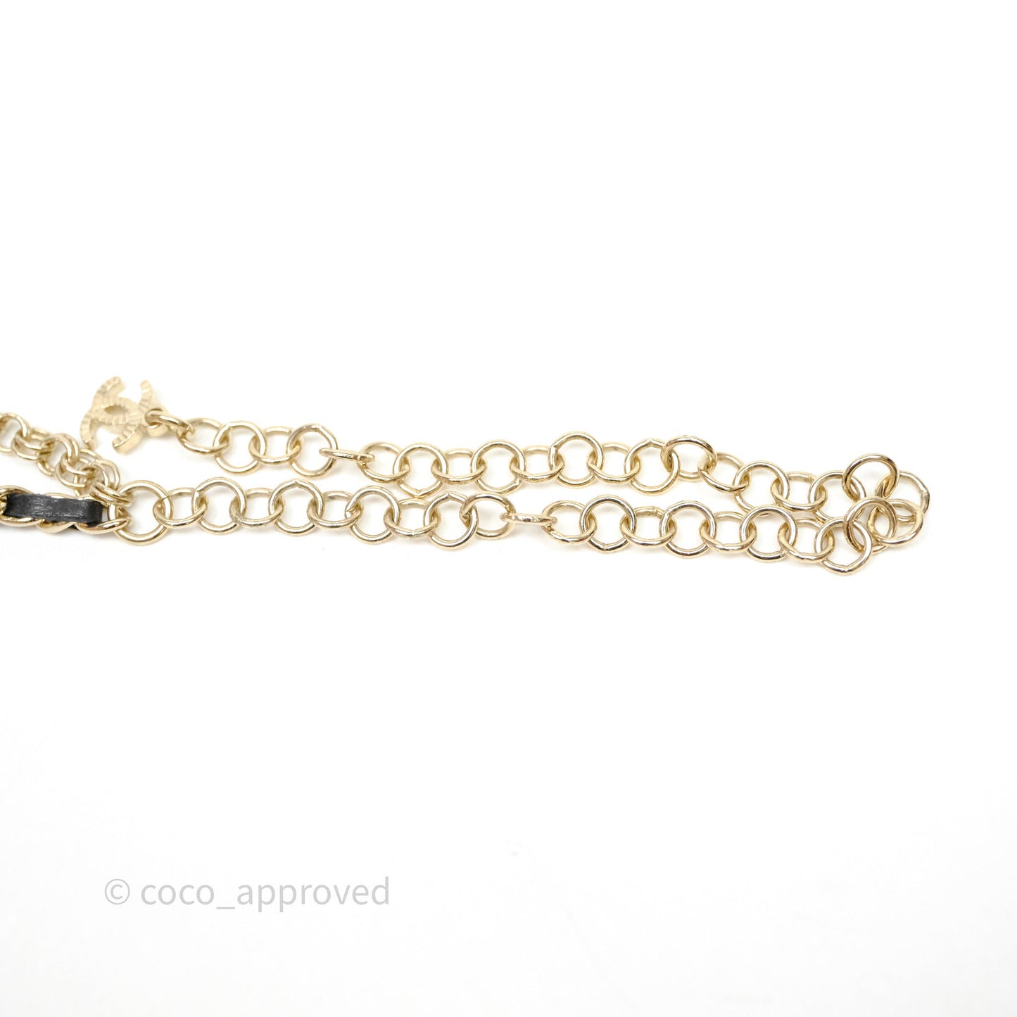 Chanel CC Woven Ribbon Chain Pearl Necklace 22S