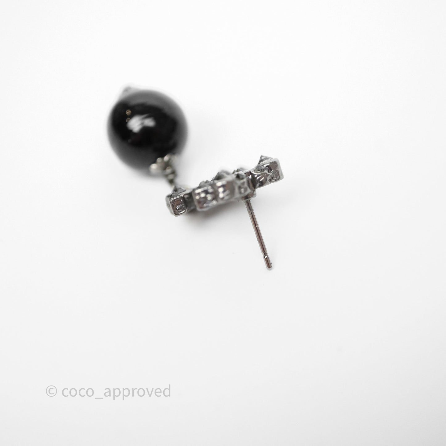 Chanel Crystal CC Drop Earrings Ruthenium Tone 12A