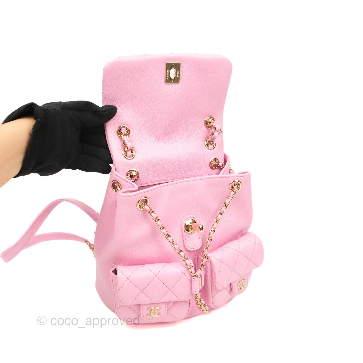 Chanel Duma Backpack Medium Pink Caviar Gold Hardware 23P