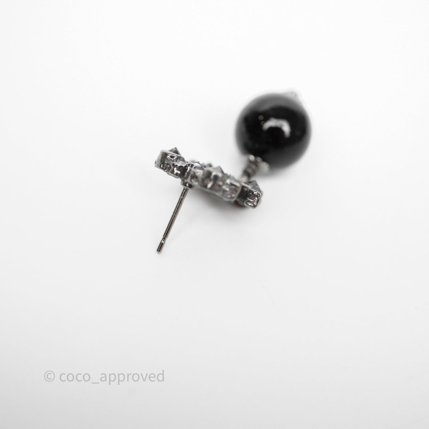 Chanel Crystal CC Drop Earrings Ruthenium Tone 12A