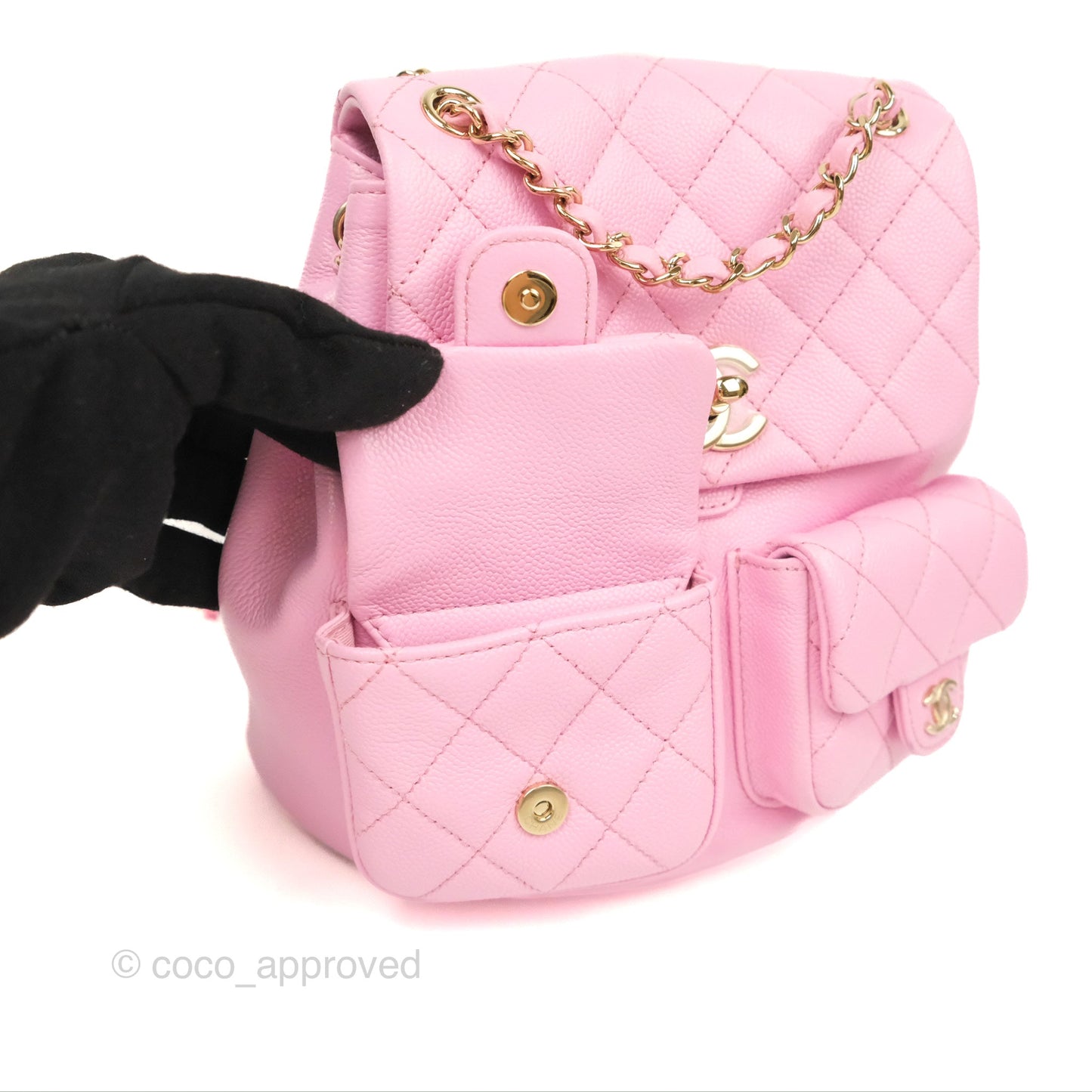 Chanel Duma Backpack Medium Pink Caviar Gold Hardware 23P