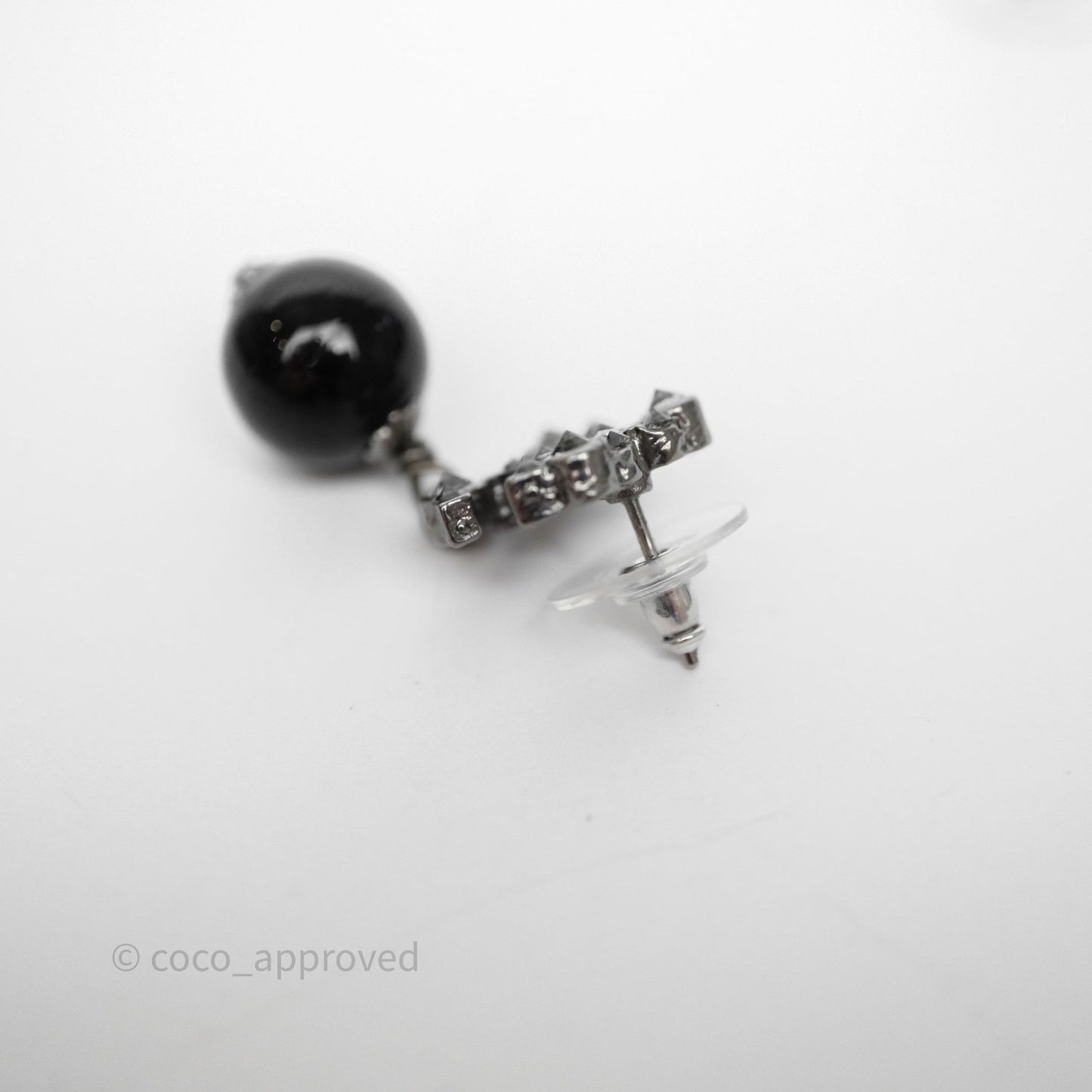 Chanel Crystal CC Drop Earrings Ruthenium Tone 12A