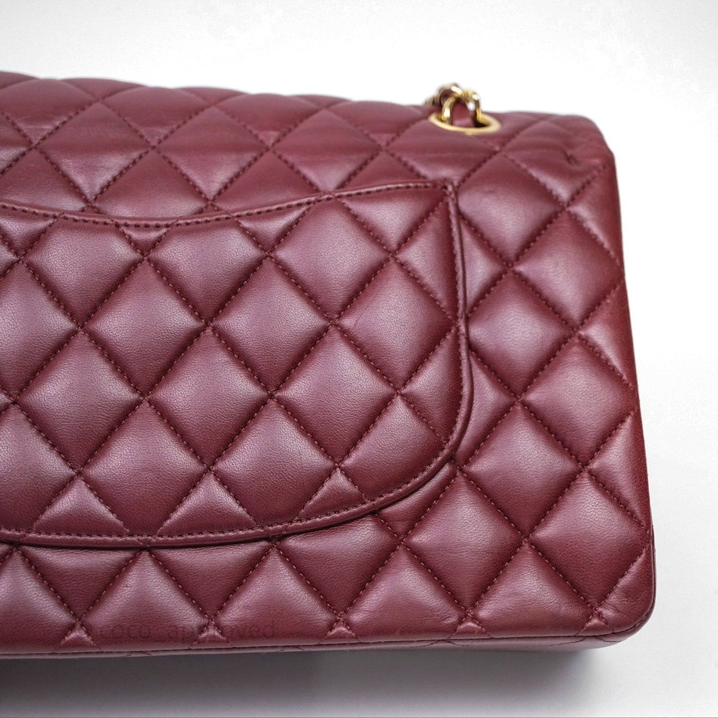 Chanel Classic M/L Medium Flap Quilted Burgundy Lambskin Gold Hardware