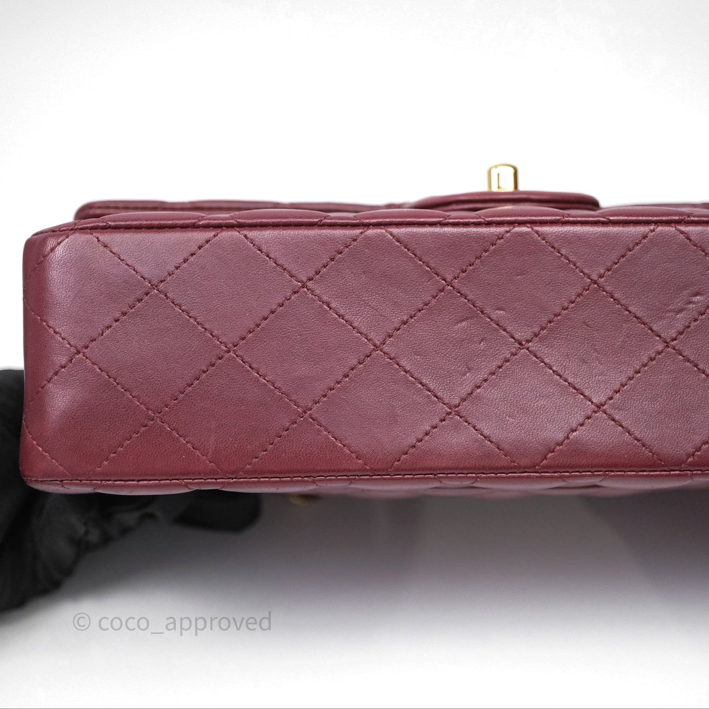 Chanel Classic M/L Medium Flap Quilted Burgundy Lambskin Gold Hardware