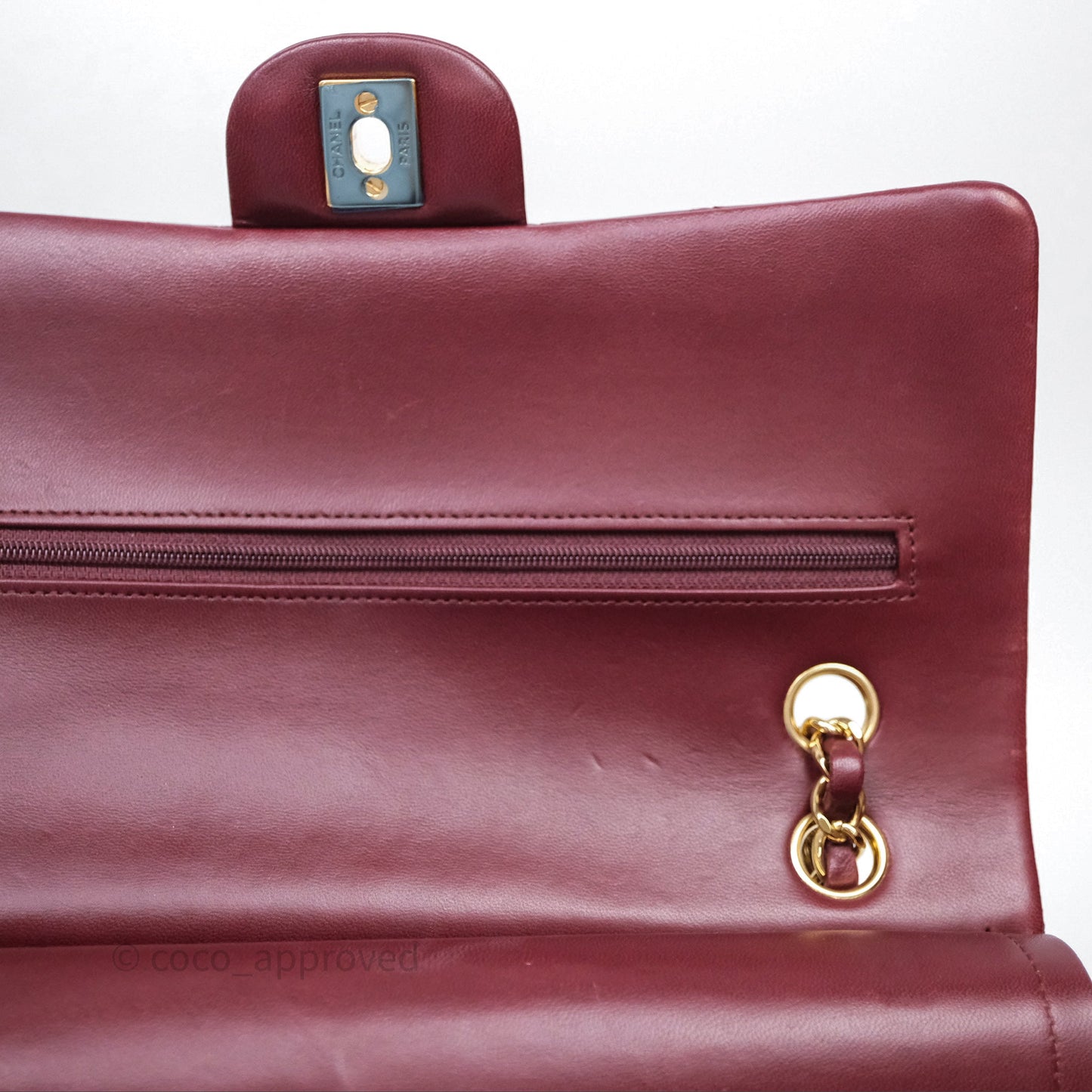 Chanel Classic M/L Medium Flap Quilted Burgundy Lambskin Gold Hardware