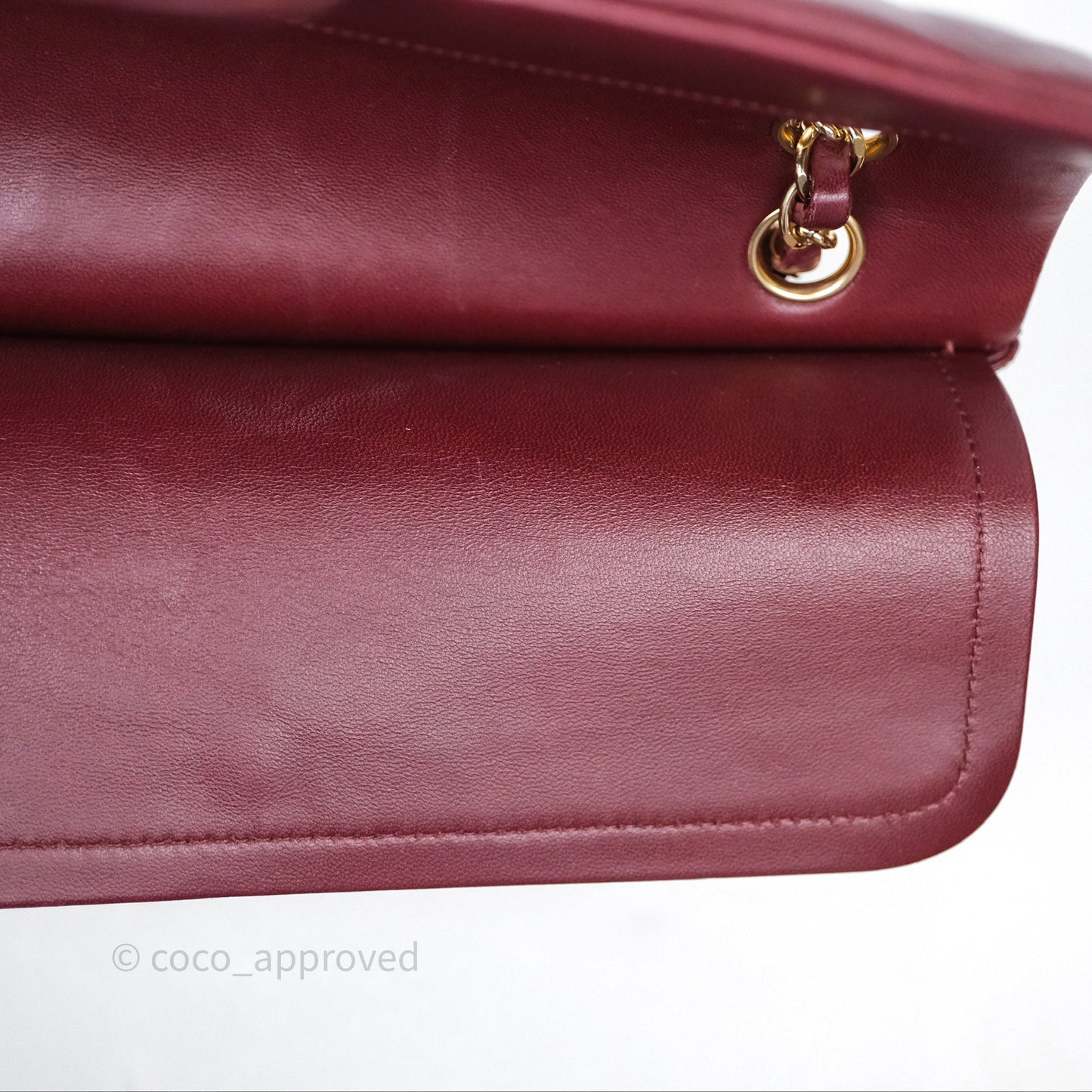 Chanel Classic M/L Medium Flap Quilted Burgundy Lambskin Gold Hardware