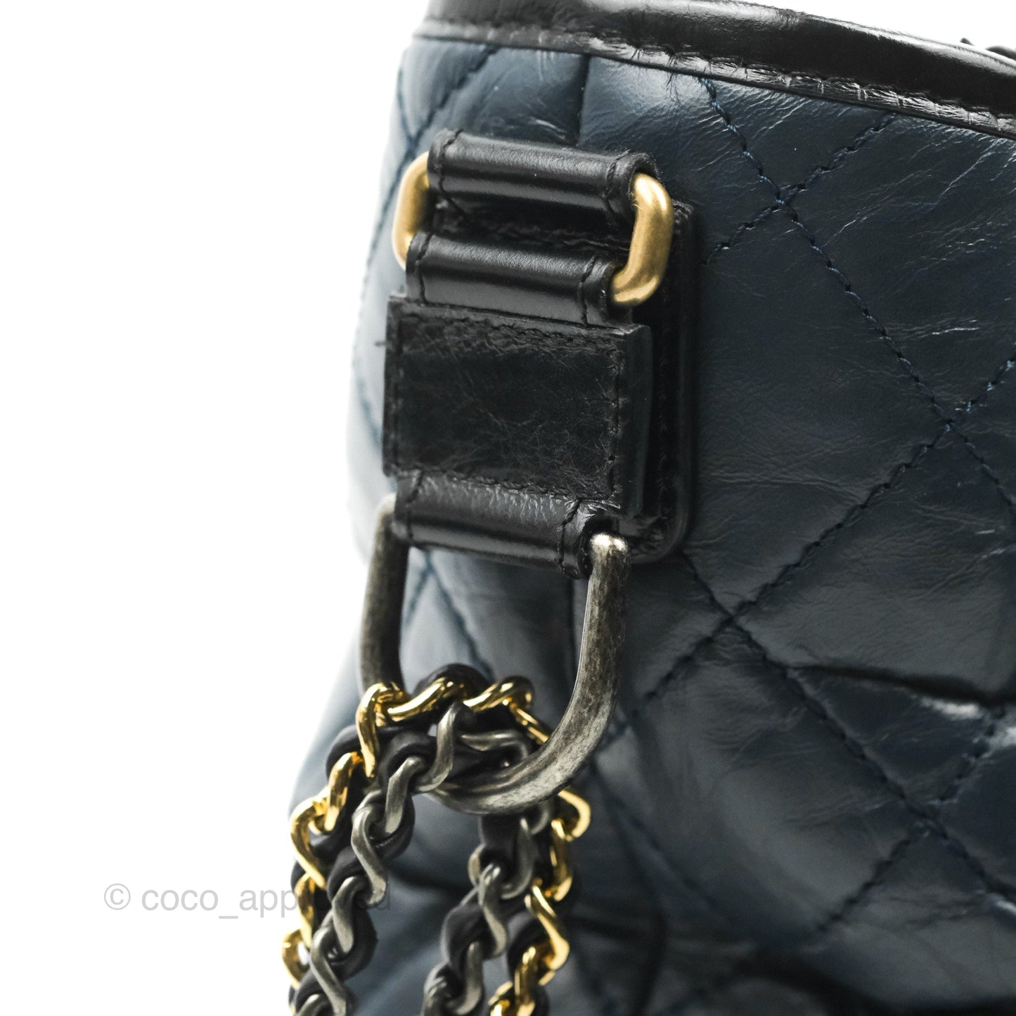 Chanel Medium Gabrielle Navy Black Aged Calfskin Mixed Hardware