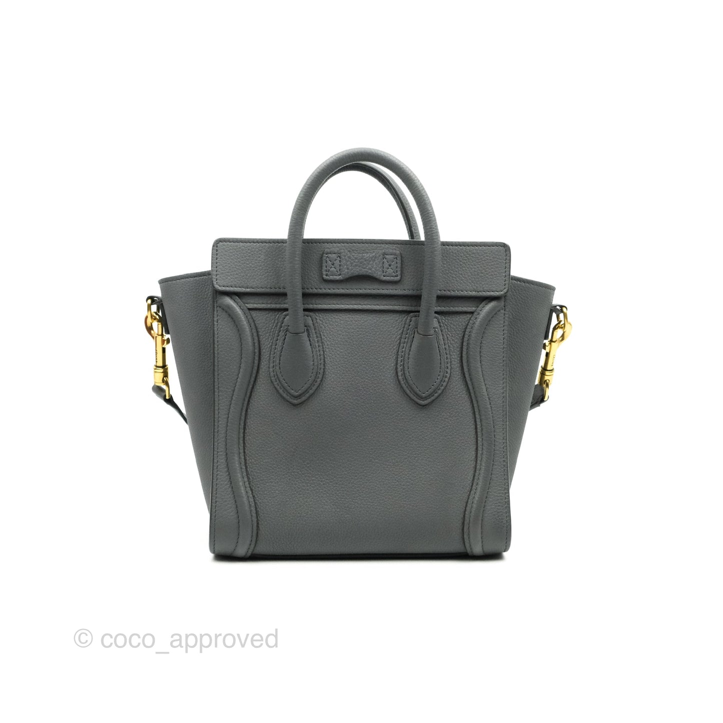 Celine Nano Luggage Grey Grained Calfskin Gold Hardware