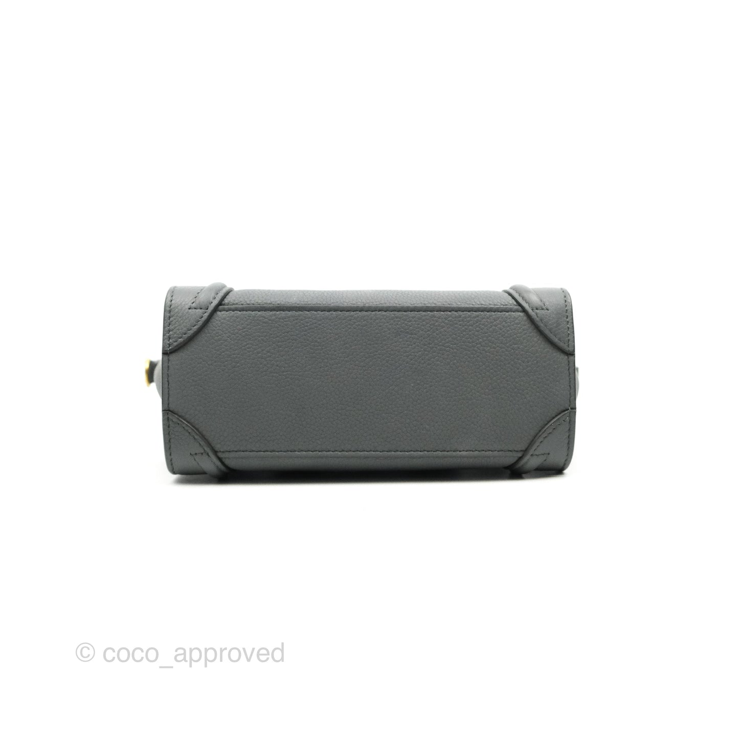 Celine Nano Luggage Grey Grained Calfskin Gold Hardware